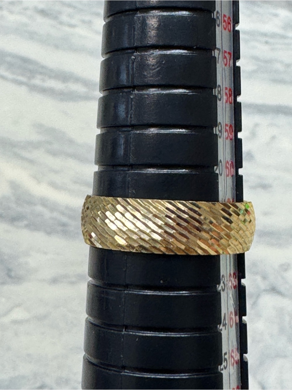 Vintage Brass Wedding Band Ring Size 10 Textured Diamond-Cut Wide Band - Picture 9 of 10
